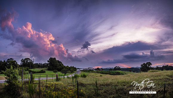 Sunset Panorama over Sawnee Mountain from Holtzclaw Rd. Across from Chattahoochee Elementary School.